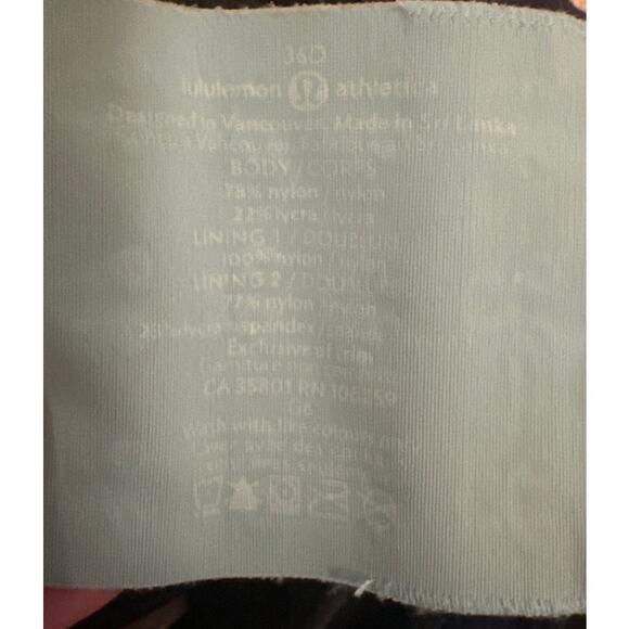 36D Lululemon Ta Ta Tamer II Hyper Stripe Blue Moon Inkwell Black Sports Bra - Picture 6 of 6